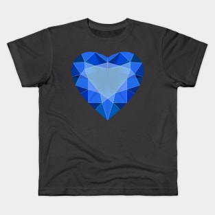 Blue Faceted Heart Shaped Gemstone Kids T-Shirt